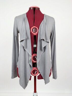 COLORI - Heather Gray Waterfall Open-Front Drape Cardigan